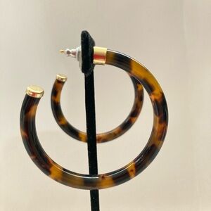 Argento Vivo tortoise shell design brown/black hoop earrings